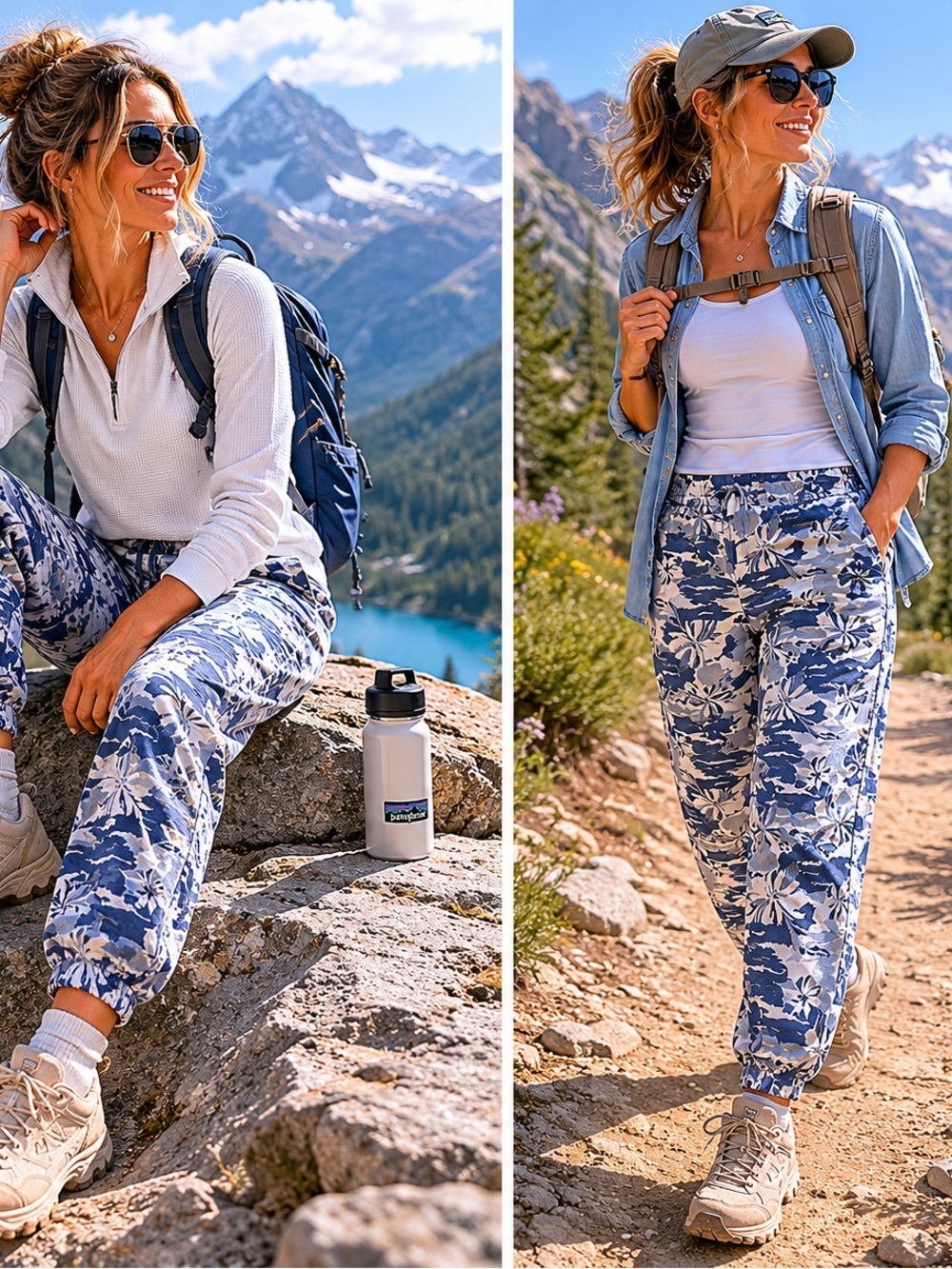 NWT Patagonia Hampe elastic waist pull on jogger Size 10 blue aloha print